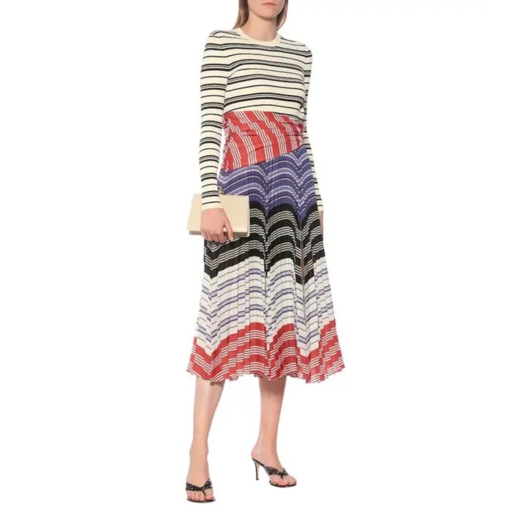 NWT Altuzarra Woodbine Mixed Media Stripe Midi Dress – Size 6 ($2095) - Picture 3 of 5